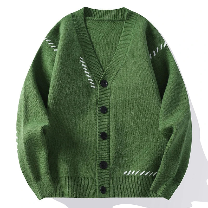 Men's Cotton V-Neck Cardigan with Buttons