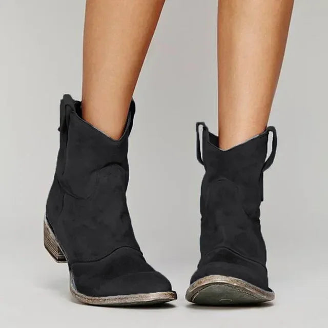 Women's Western-Style Ankle Boots with Padded Insoles