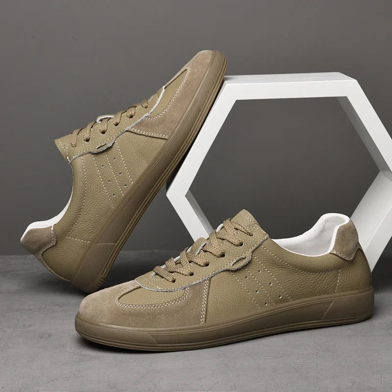Sneakers in Elegant Genuine Leather with Durable Rubber Sole