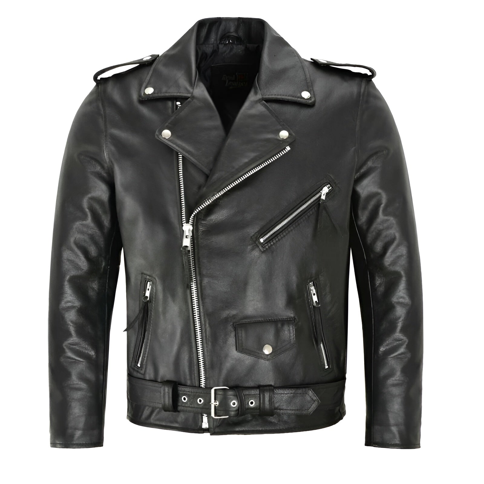 Men's Leather Biker Jacket Tailored Fit