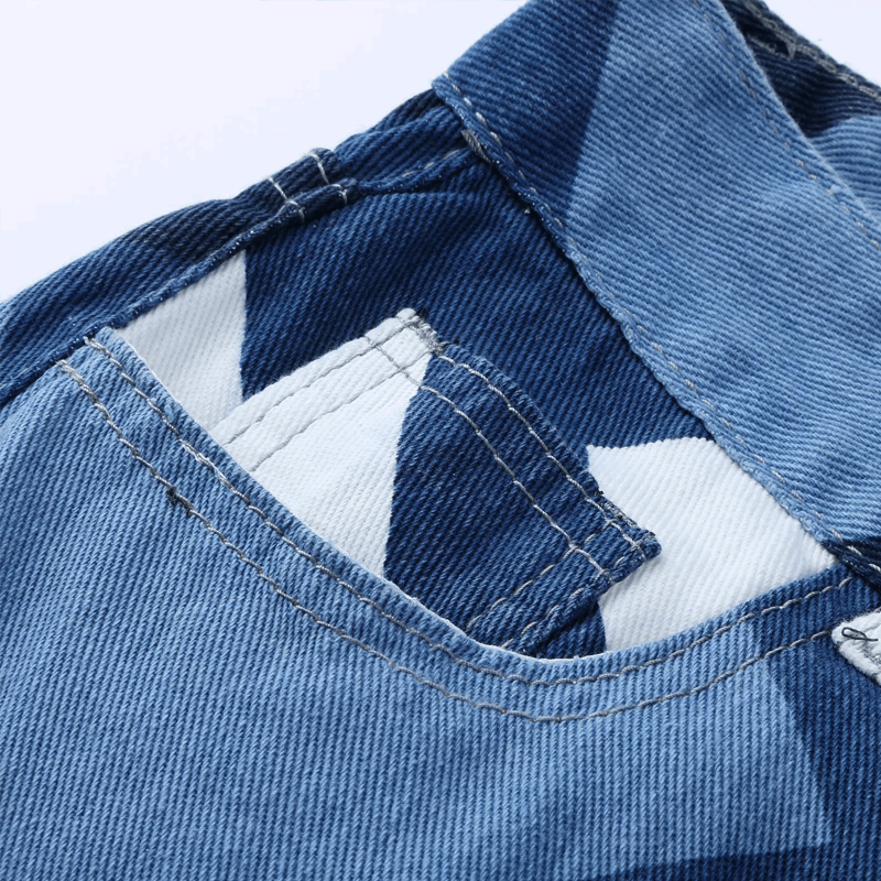 Baggy Jeans Women High Waist Wide Leg Color Block Denim
