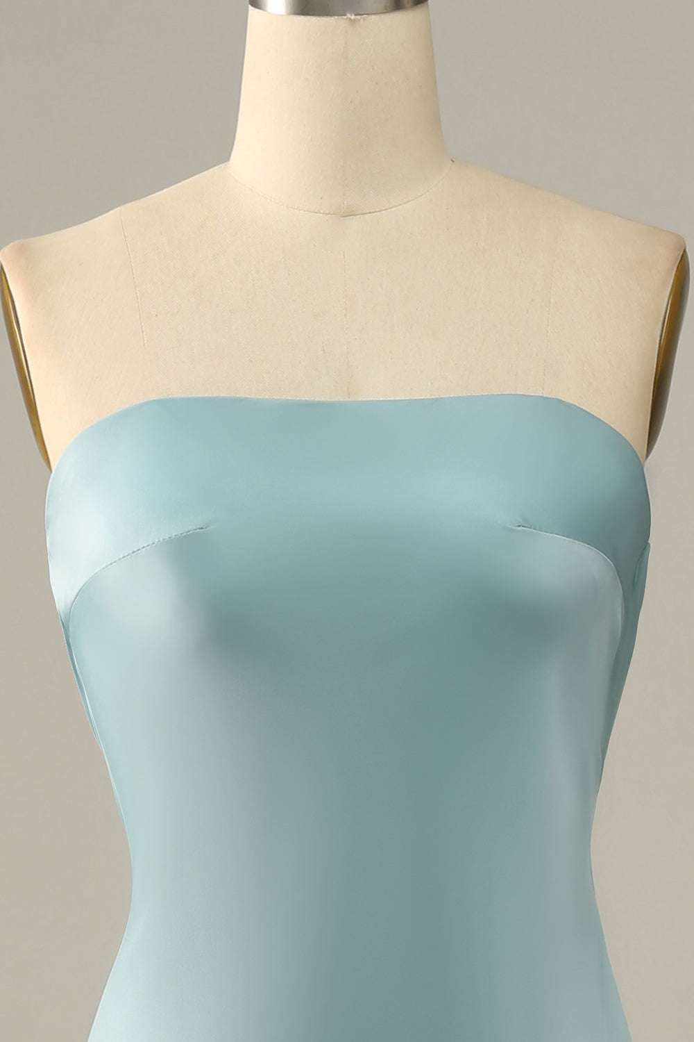 Grey Blue Satin Mermaid Bridesmaid Maxi Dress