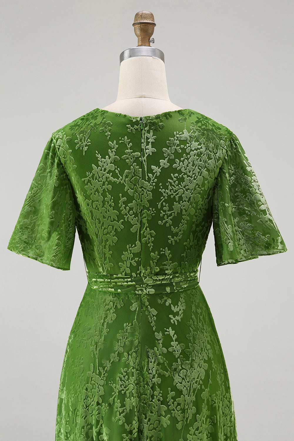 Dark Green Burnout Velvet Floral Maxi Dress