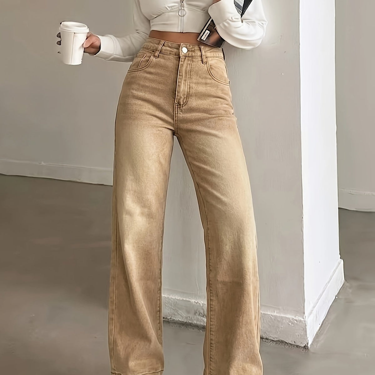 Vintage Brown High Waist Flared Jeans