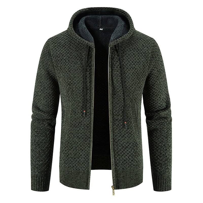 Men’s Lined Hooded Cardigan with Front Zip