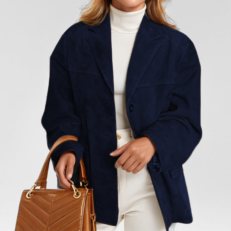 Elegant Fitted Leather Blazer