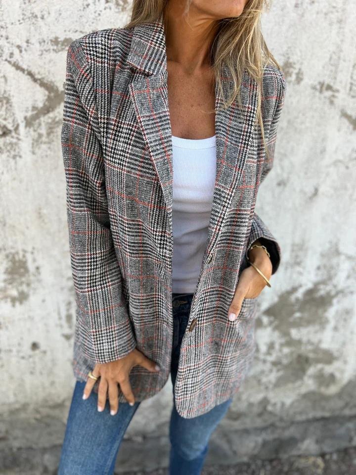Elegant Classic Plaid Blazer