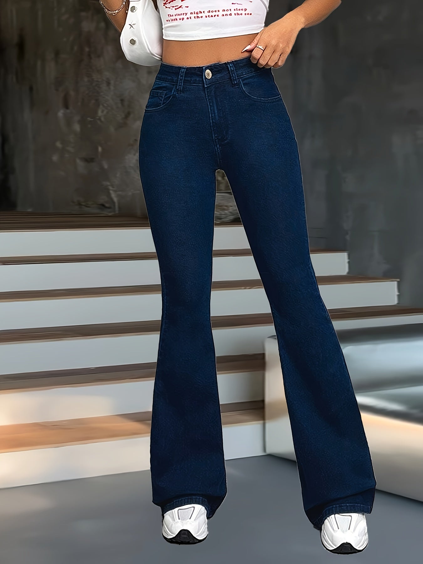 Elegant High Waist Flare Jeans