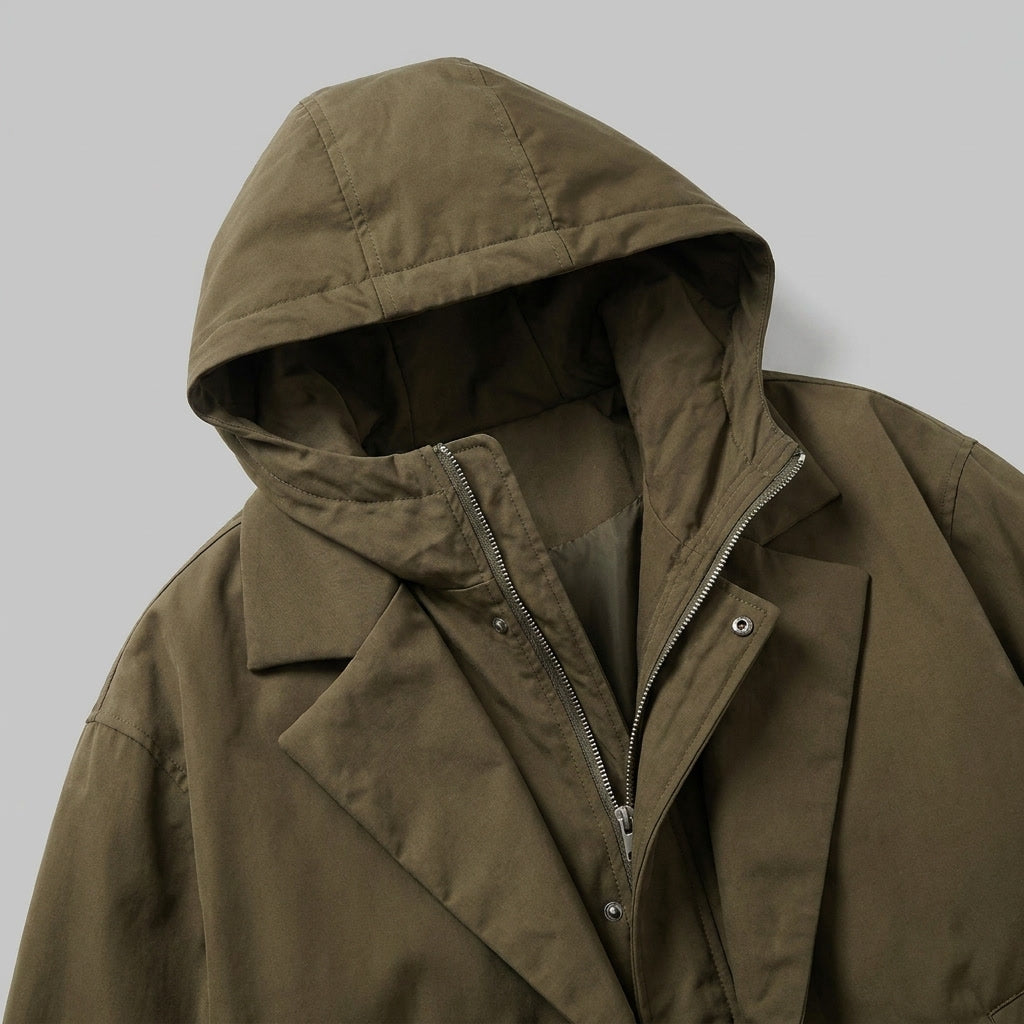 Men’s Winter Coat Long Lightweight Water-Repellent Windproof with Hood
