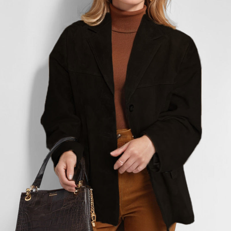 Elegant Fitted Leather Blazer