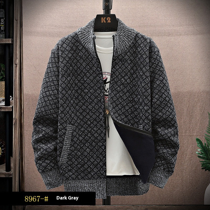 Men’s Oversized Knit Front-Zip Cardigan