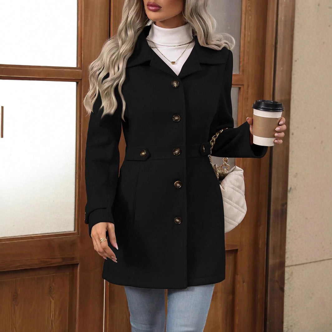 Fall Women's Fitted Trench Coat with Adjustable Belt | Outerwear