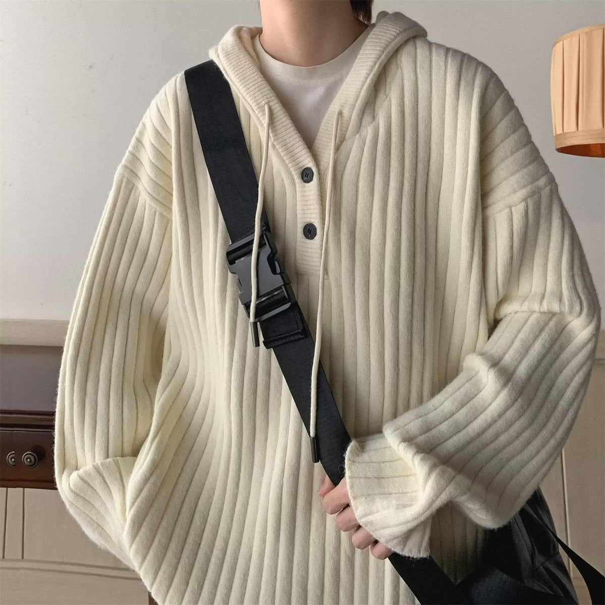 Men’s Oversized Waffle Knit Cardigan