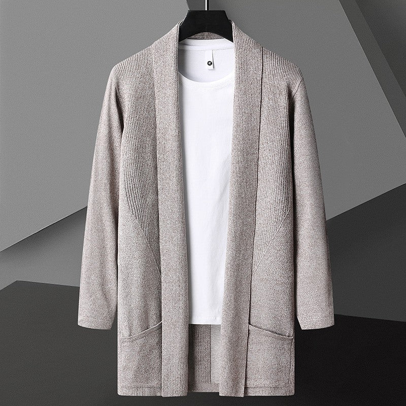 Men’s Open-Front Cardigan with Batwing Sleeves