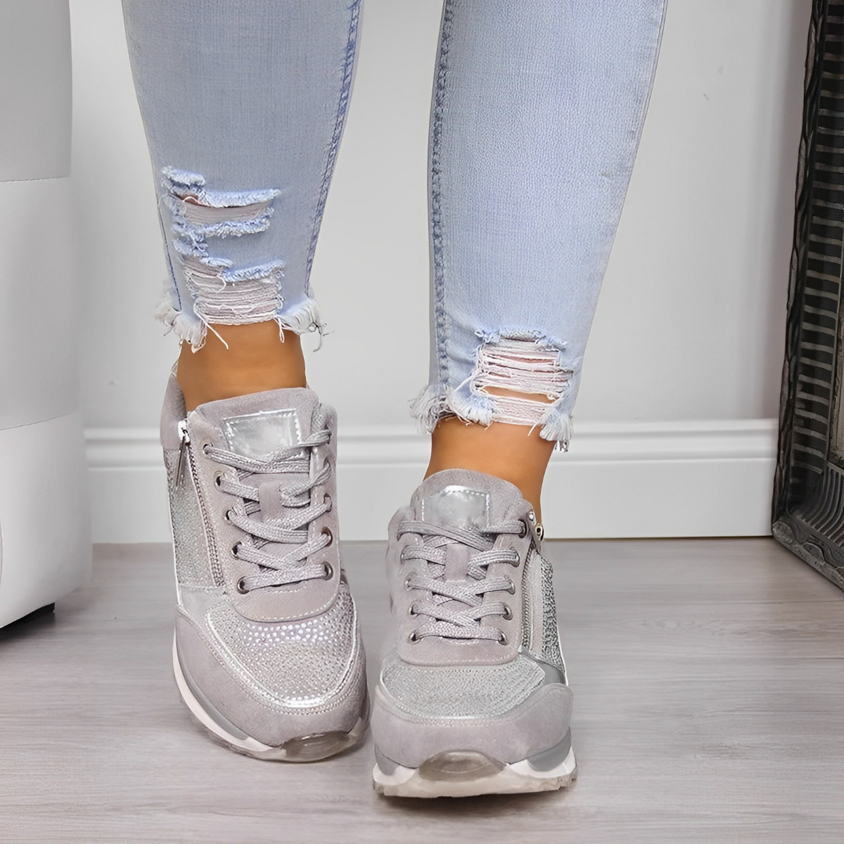 Orthopedic Sneakers for Women with Zip & Cushioned Soles