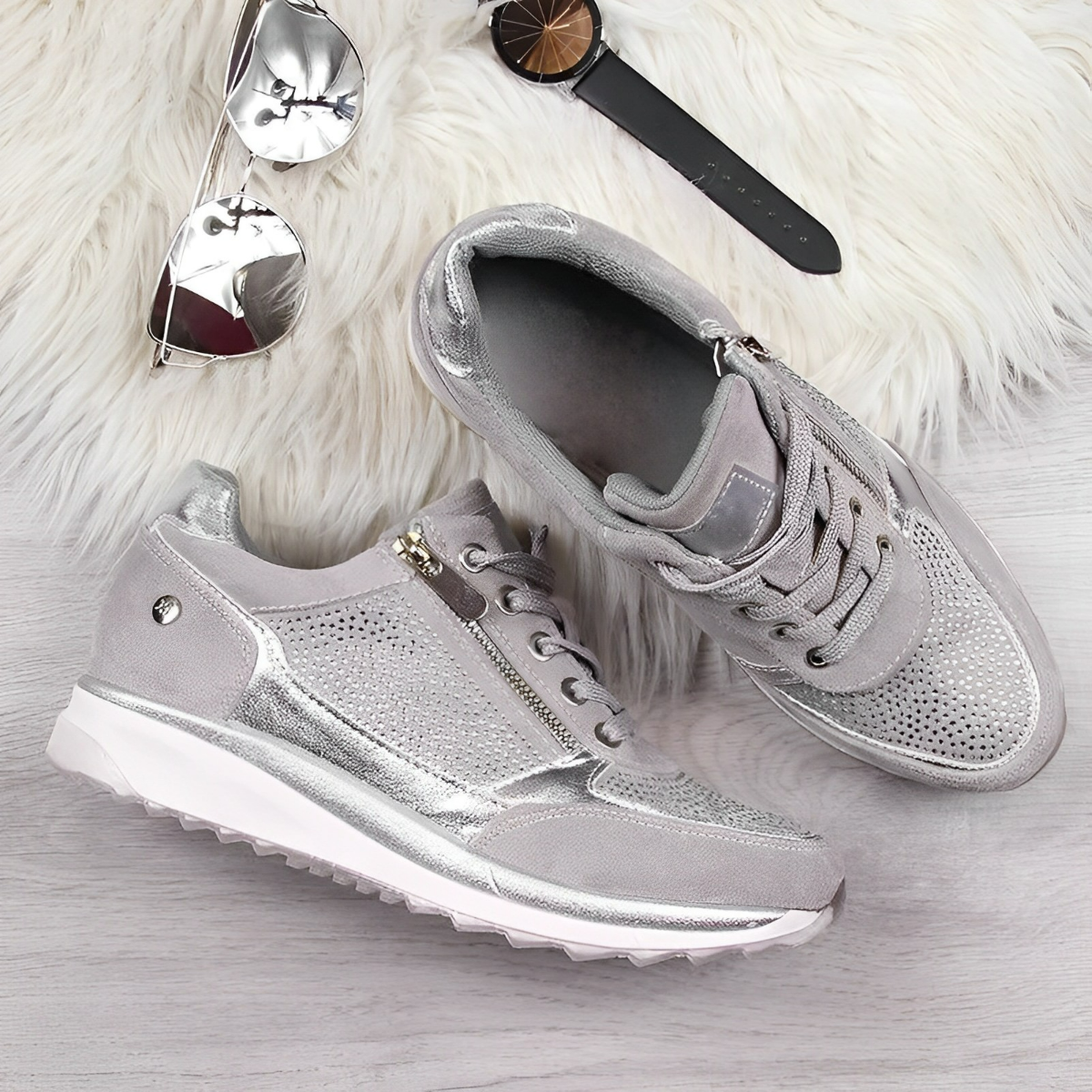 Orthopedic Sneakers for Women with Zip & Cushioned Soles