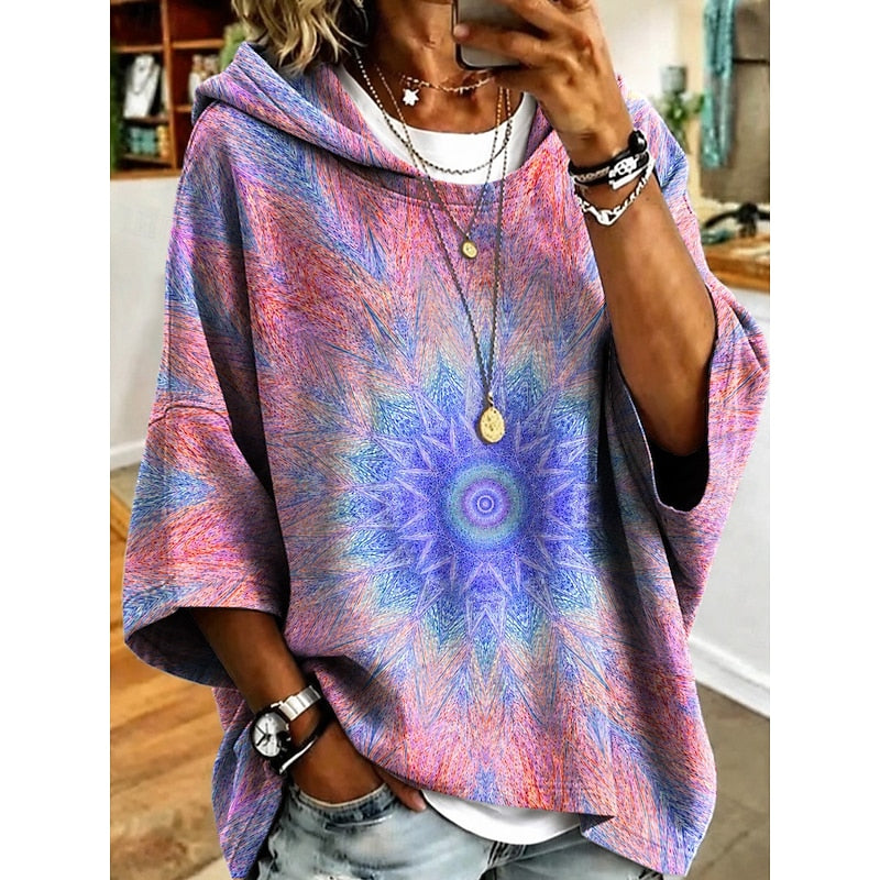 Women’s Floral Print Hooded Sweatshirt