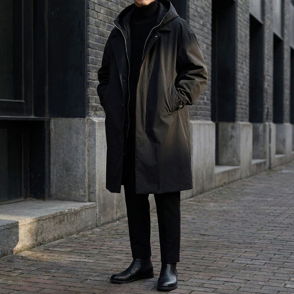 Men’s Winter Coat Long Lightweight Water-Repellent Windproof with Hood