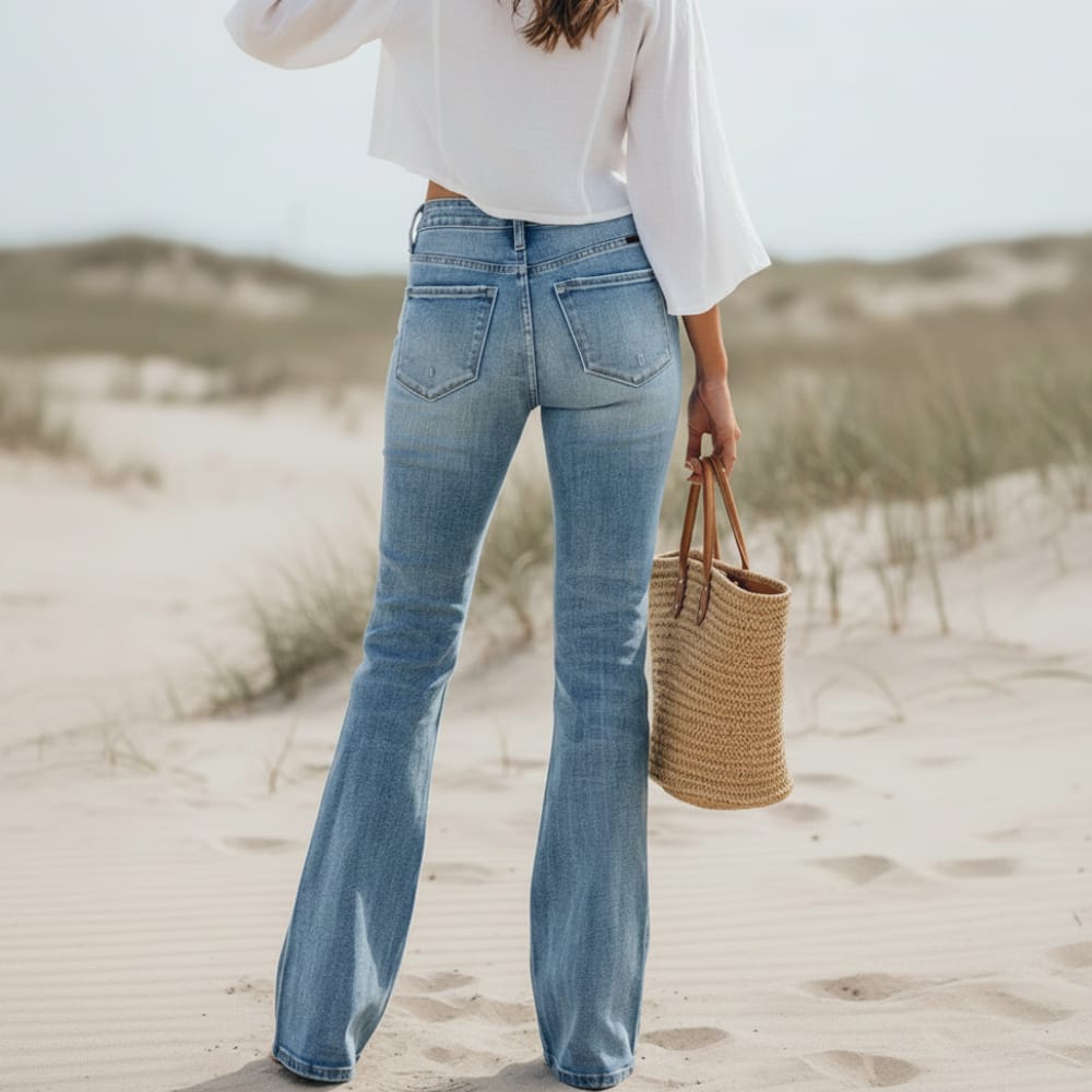 Boho High Waist Flare Jeans in Denim
