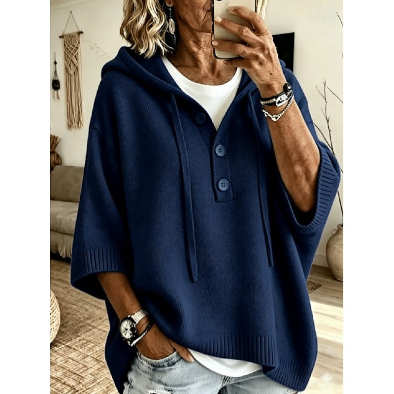 Women’s Hoodie with Hood and Buttoned Collar and Sleeves