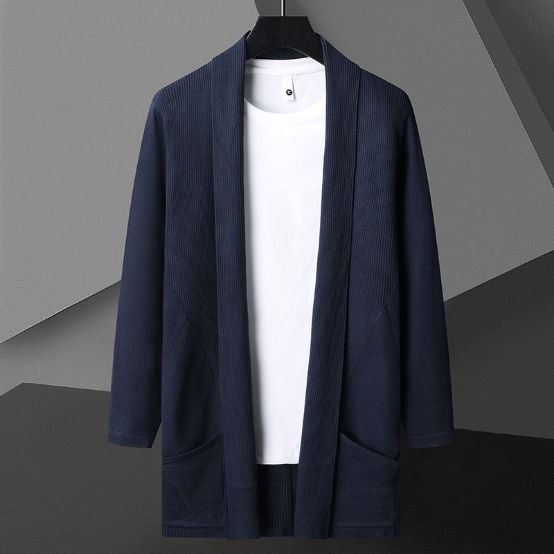 Men’s Open-Front Cardigan with Batwing Sleeves