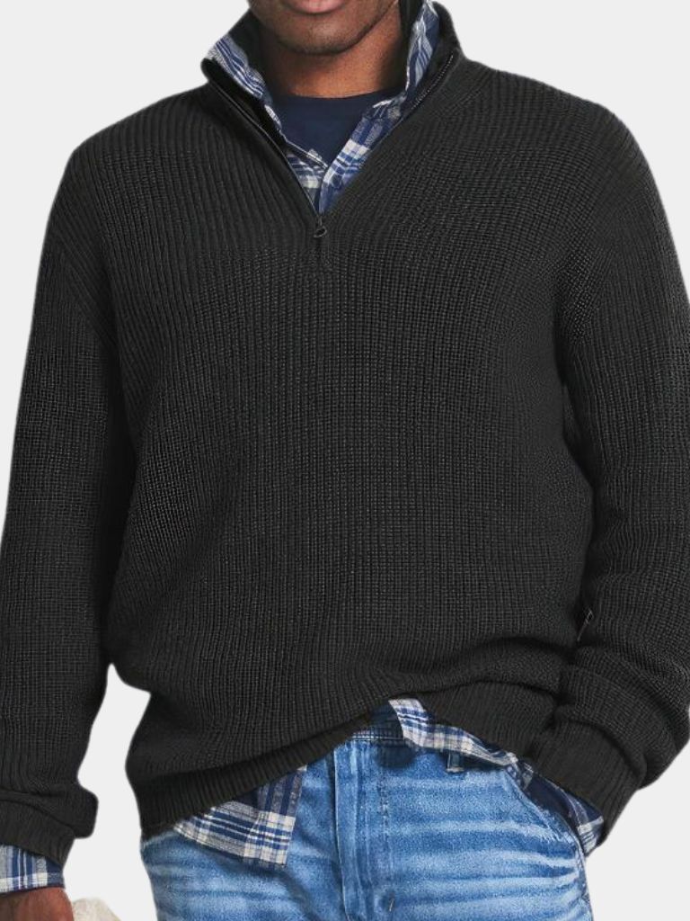 Liam Quarter Zip Sweater Mens Ribbed