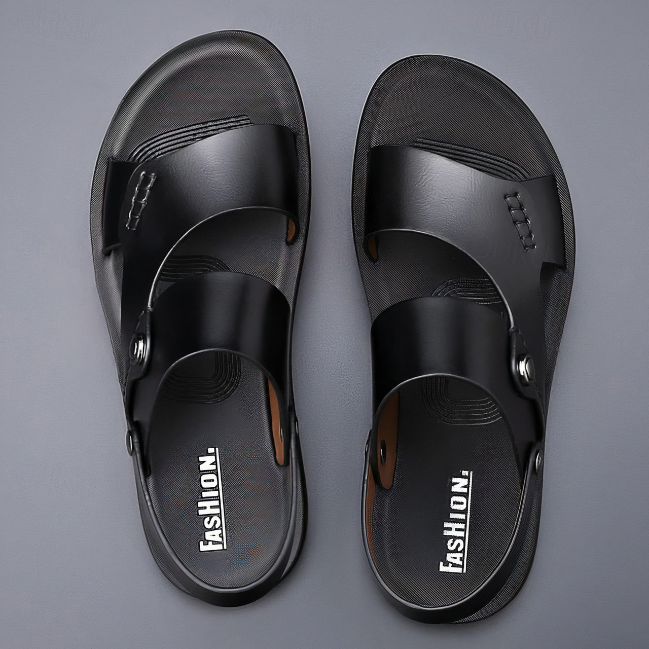 Adjustable Men’s Orthopedic Leather Slide Sandals