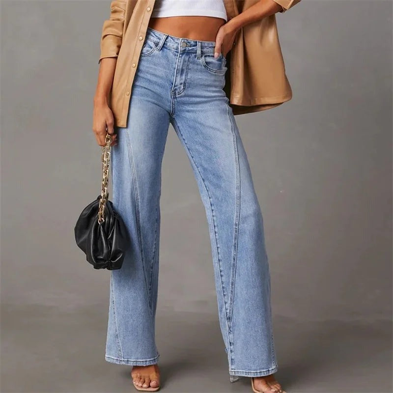Women's High-Waisted, Wide-Leg Palazzo Jeans