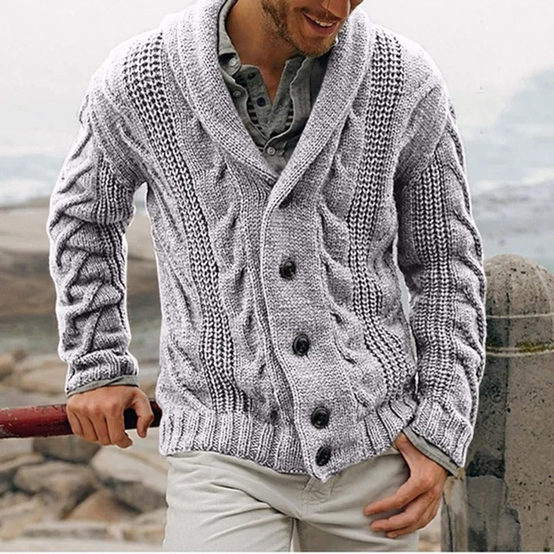 Autumnal Knitted Cardigan with Button Fastening