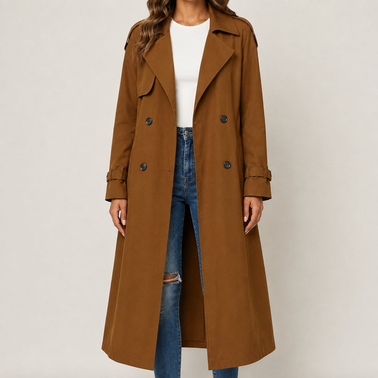 Fall Women's Long Straight Fit Trench Coat | Classic Outerwear