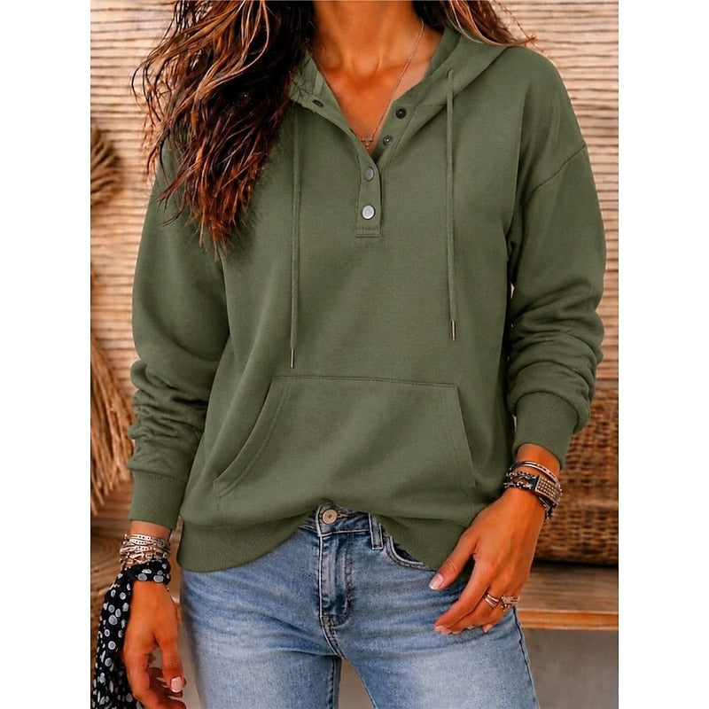 Women’s Hoodie with Hood and Button-Up Collar