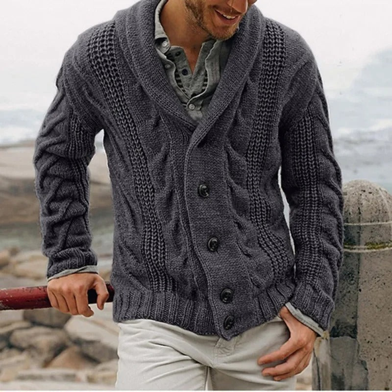Autumnal Knitted Cardigan with Button Fastening