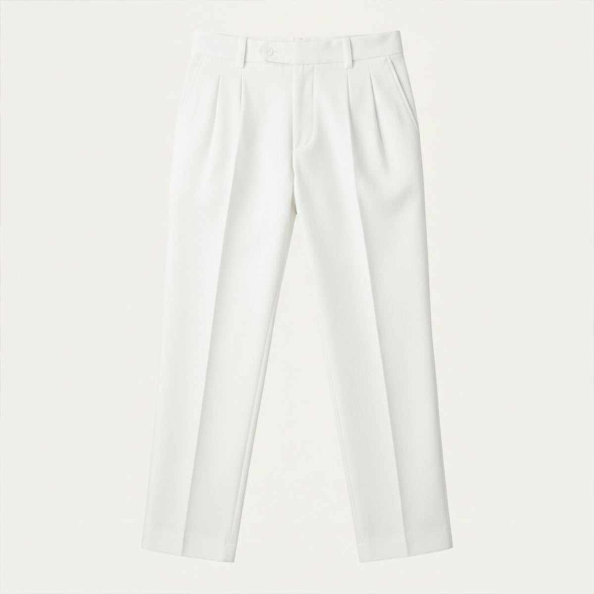 Linen Pants with Elastic Waist and Straight Legs