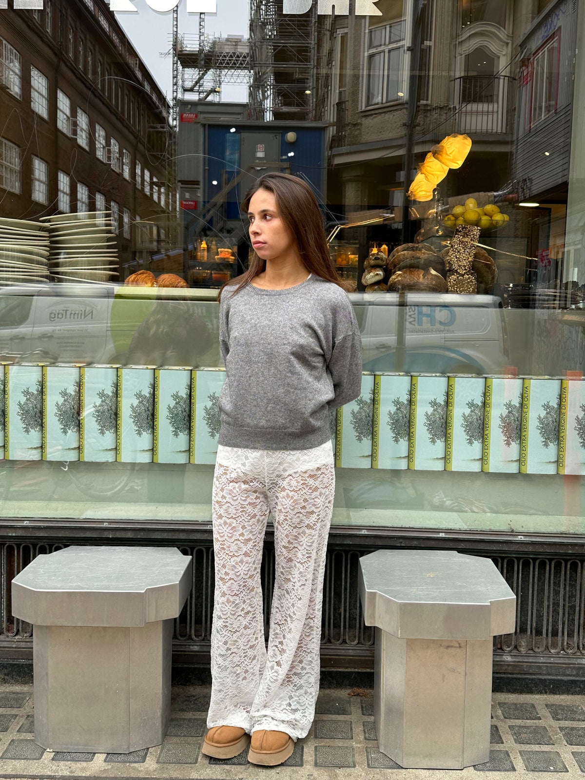 Women's Floral Lace Flare Pants with Elastic Waistband