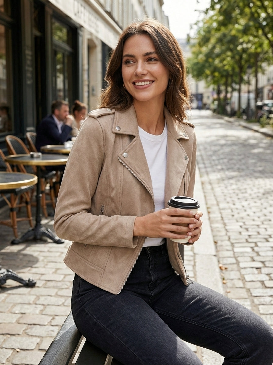 Women's Biker Jacket with Fitted Silhouette
