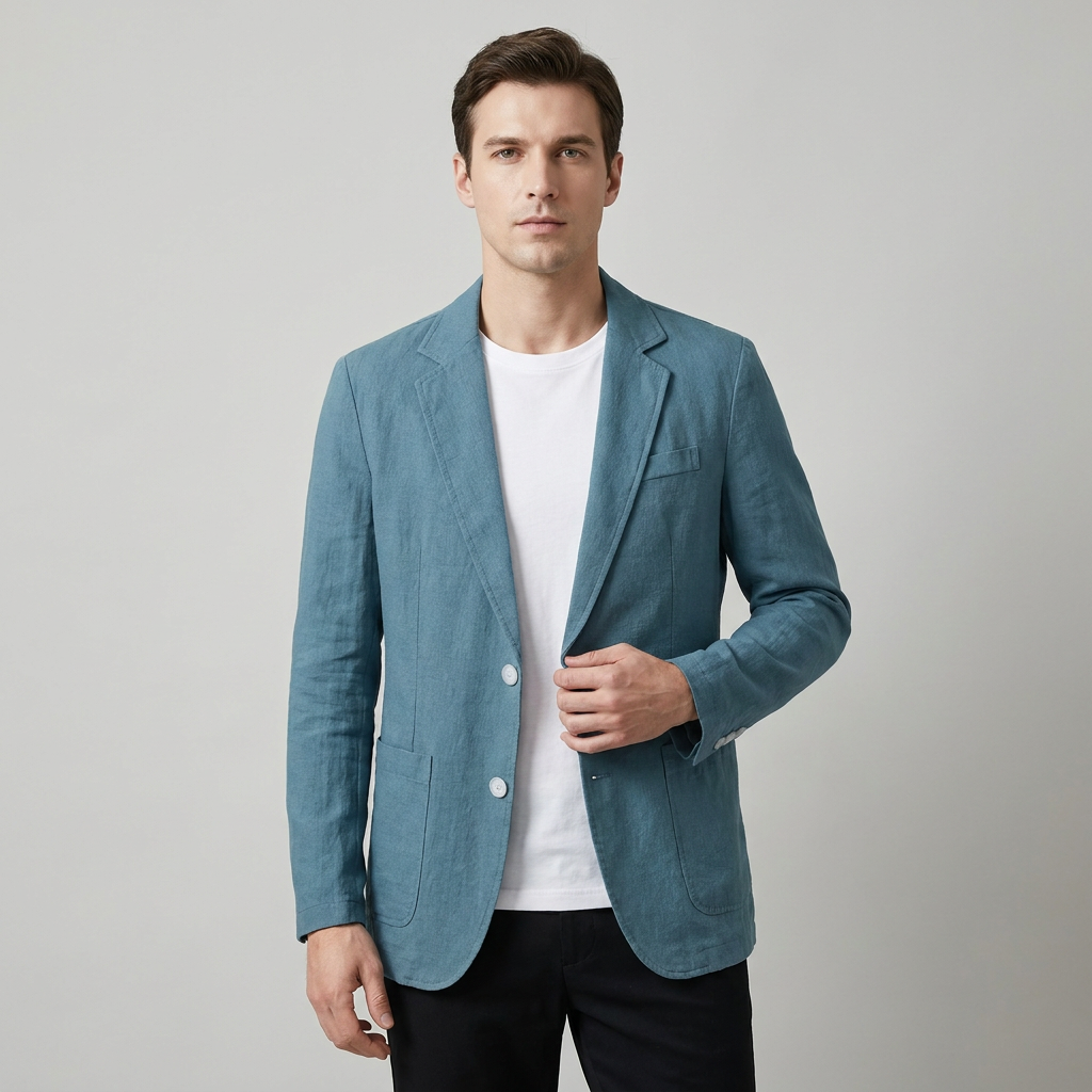 Men’s Breathable Linen Blend Summer Blazer
