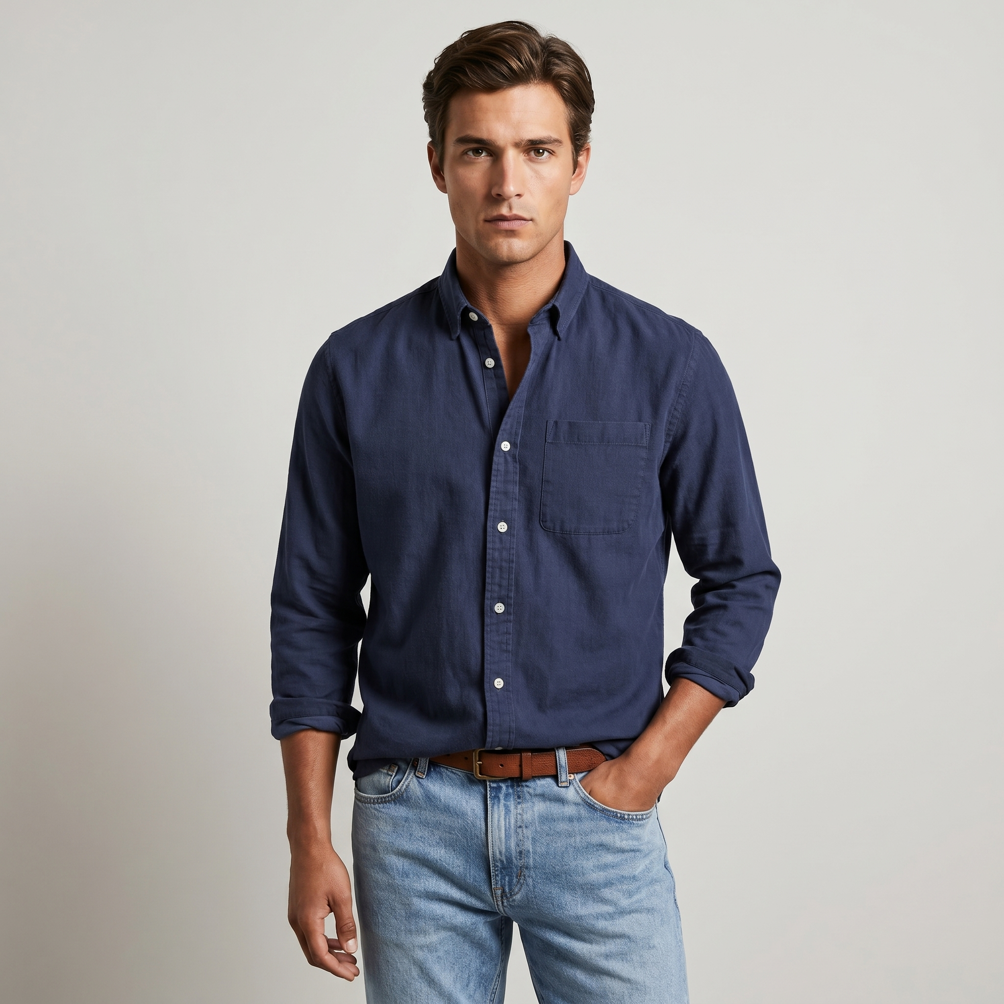 Classic Men’s Button-Down Long Sleeve Shirt