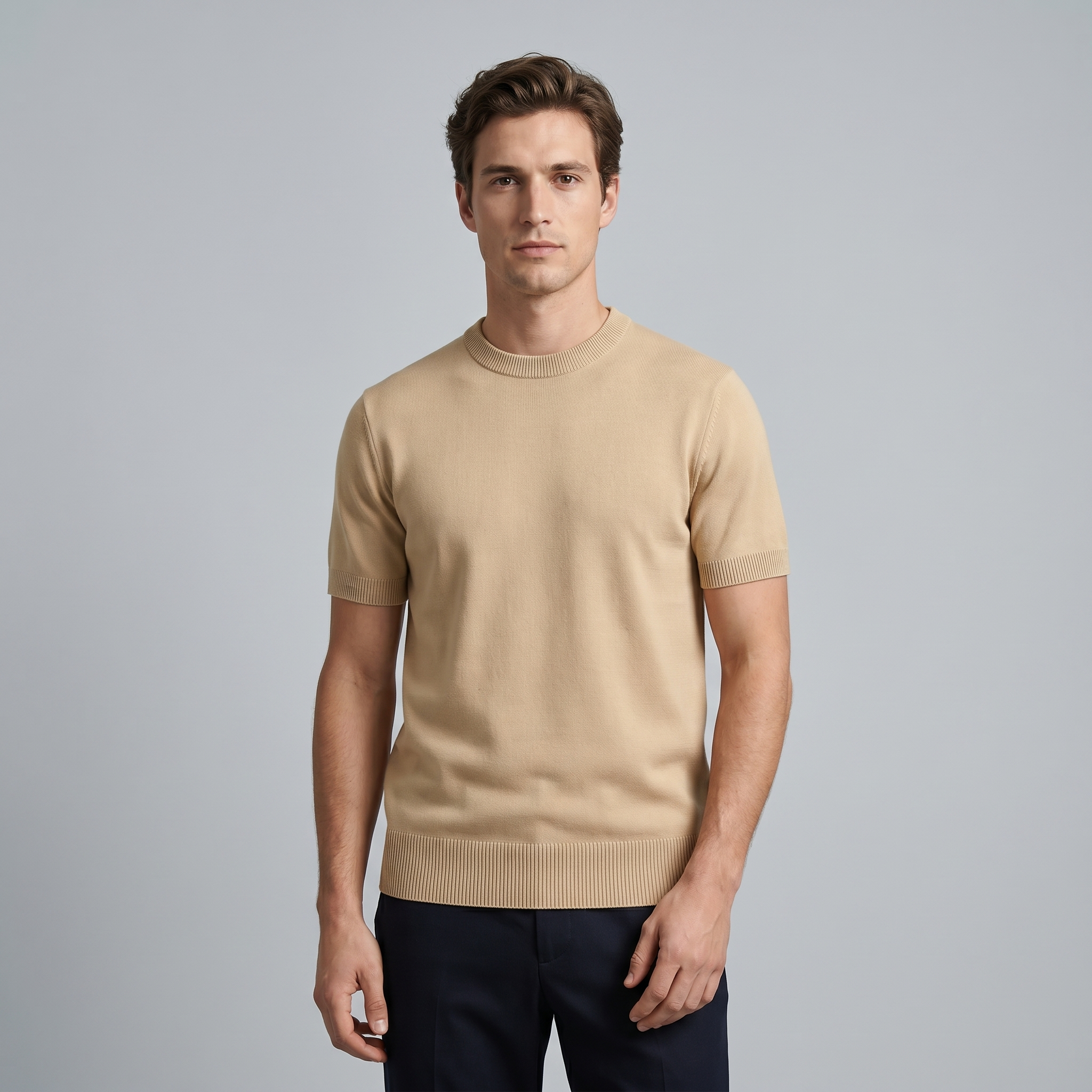 The Evoque Slim Fit Knit T-Shirt for Men