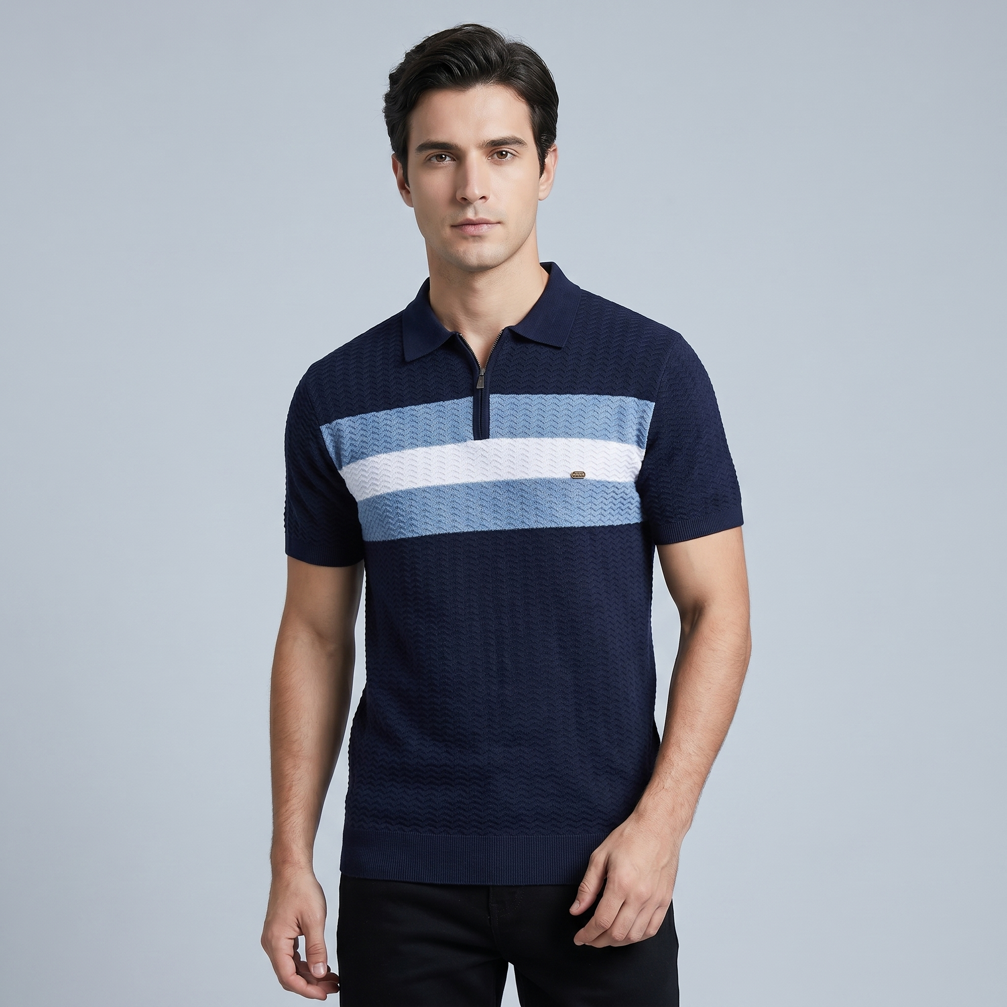 Men’s Classic Fit Short Sleeve Polo with Zip Collar