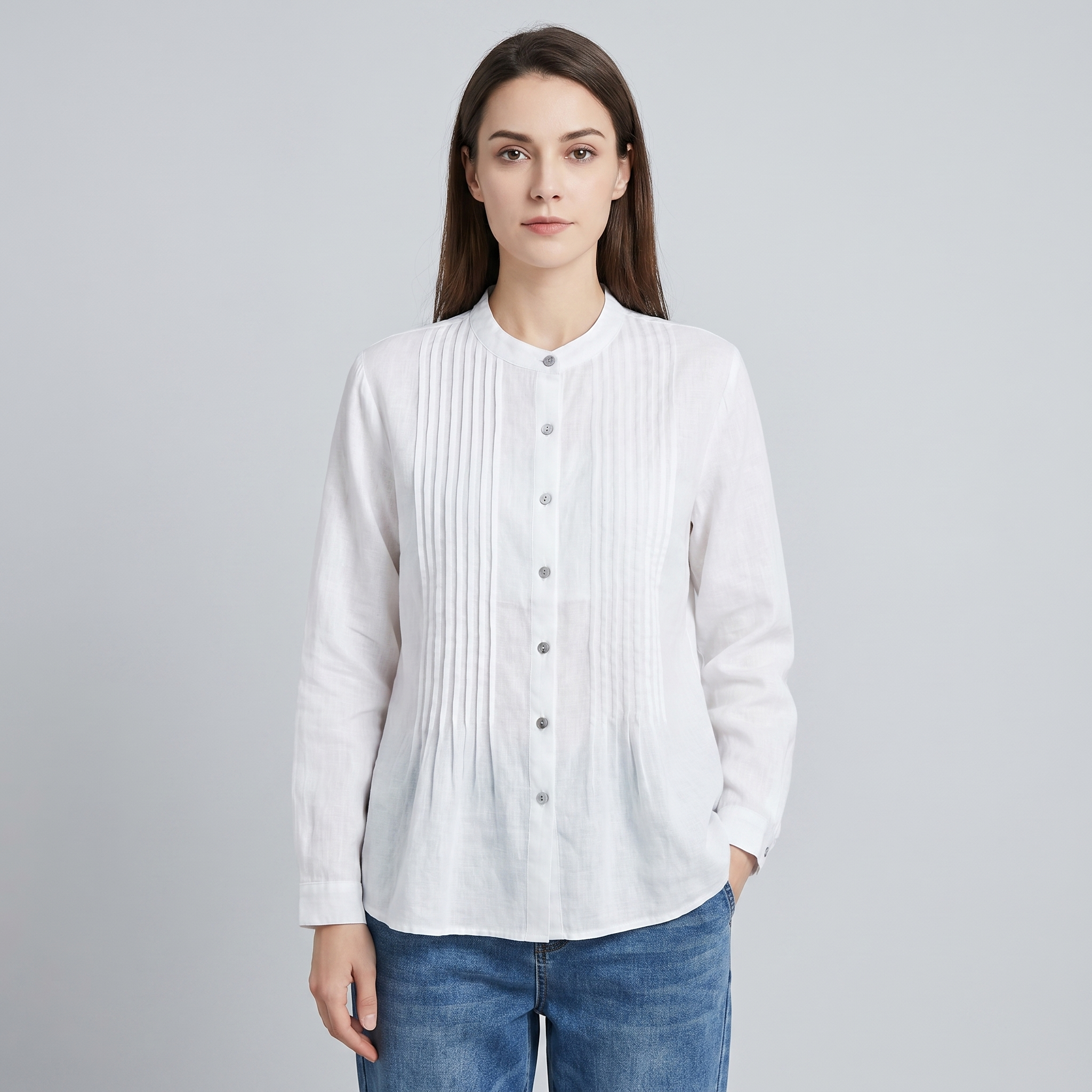 Organic White Linen Tunic Blouse