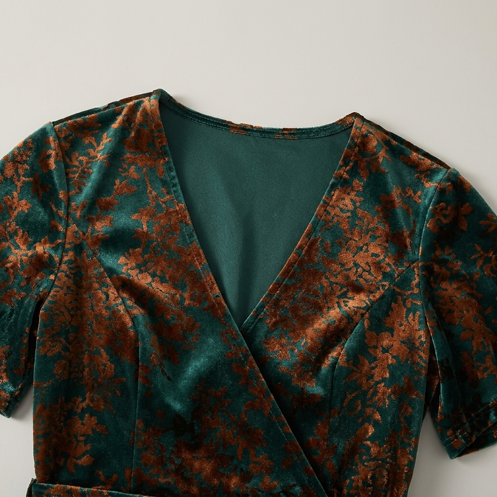 Dark Green Burnout Velvet Floral Maxi Dress