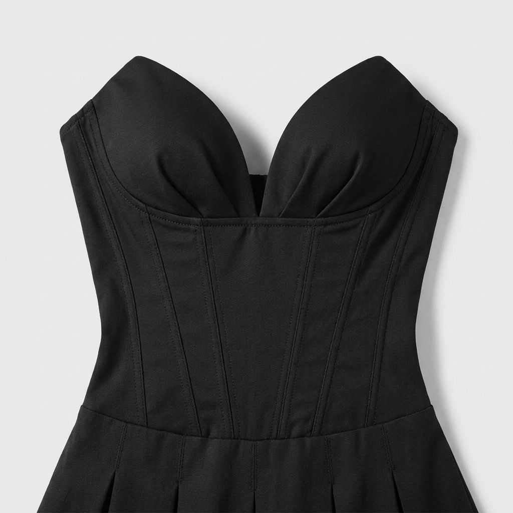 Katherine Black Off-Shoulder Corset Midi Dress