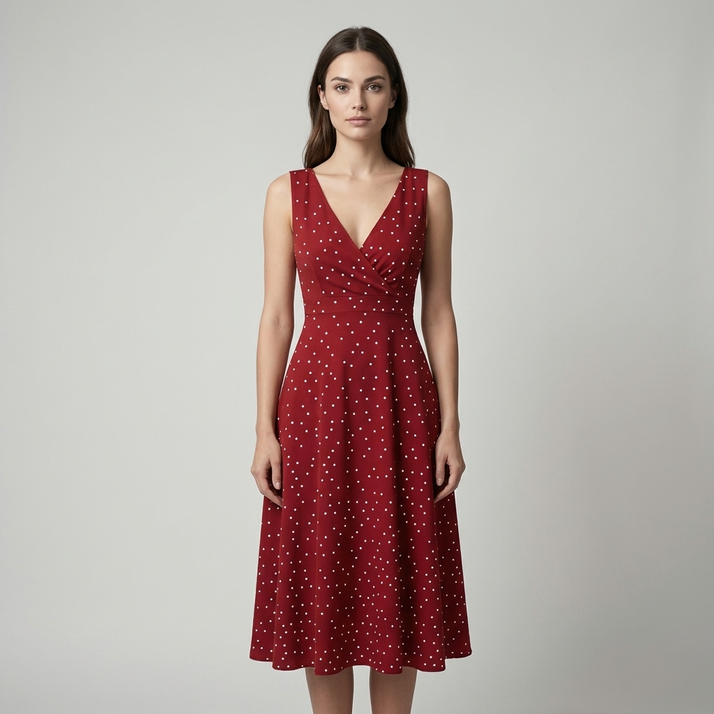Red Polka Dot Tie Back Midi Dress