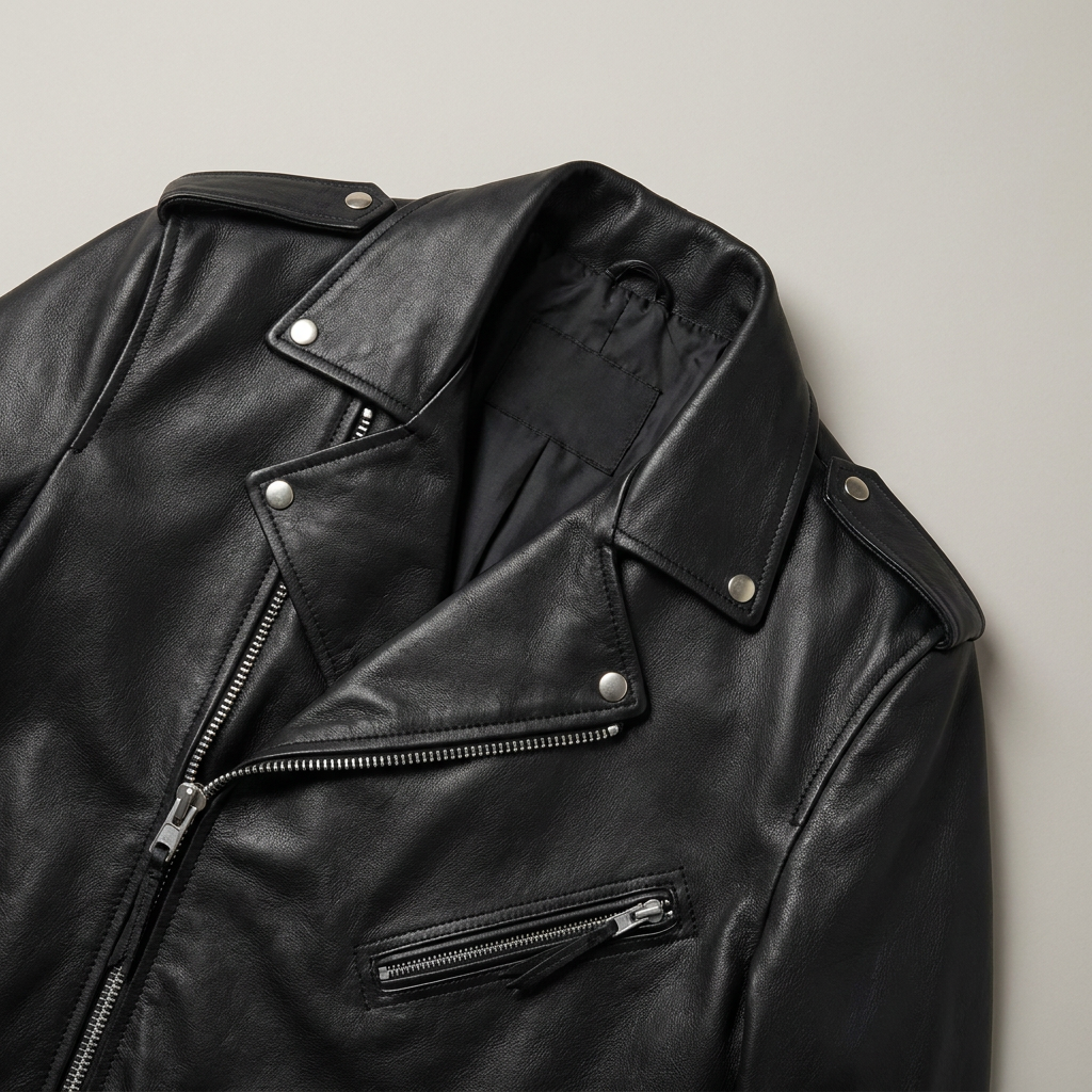 Men's Leather Biker Jacket Tailored Fit