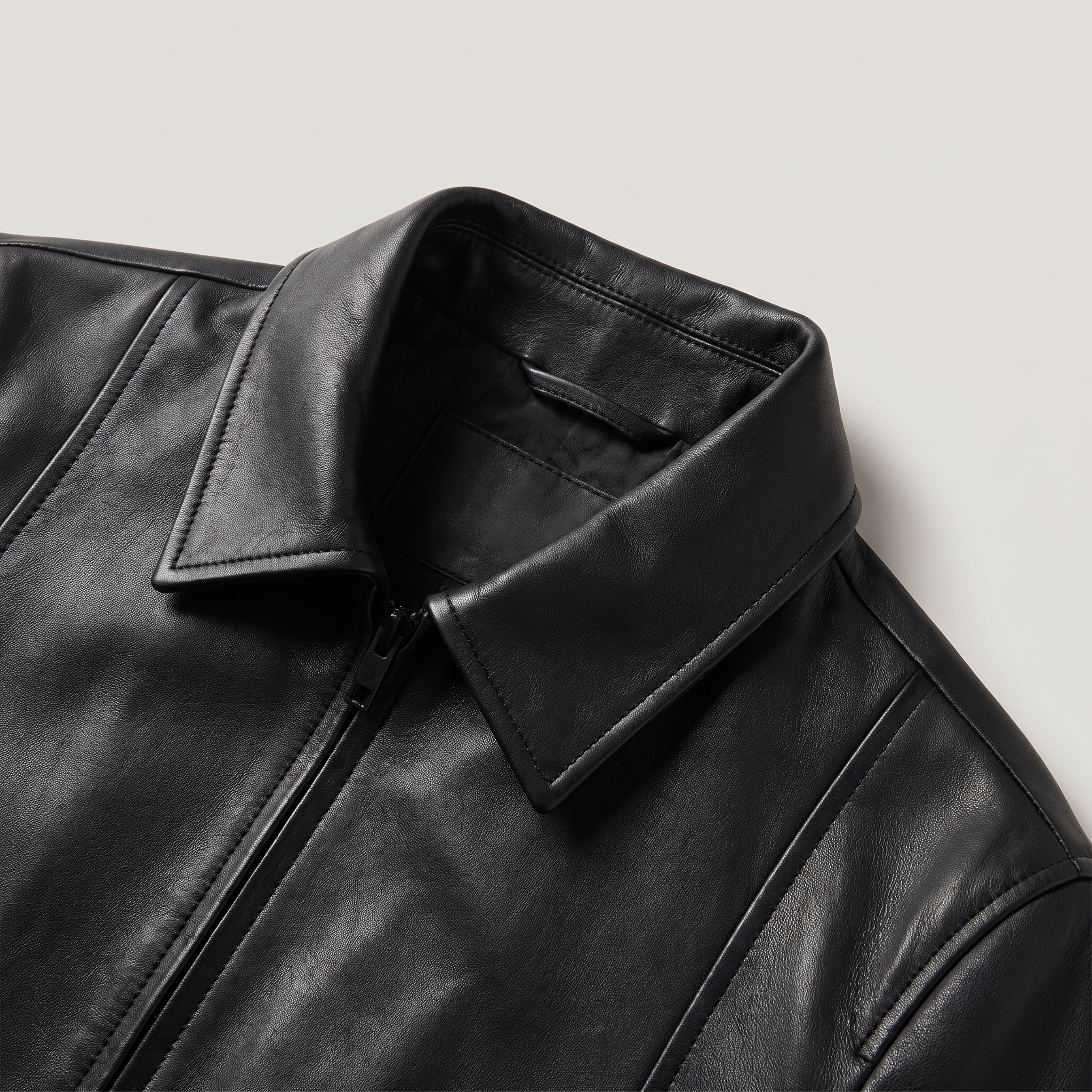 Men's Black Leather Jacket, Regular Fit