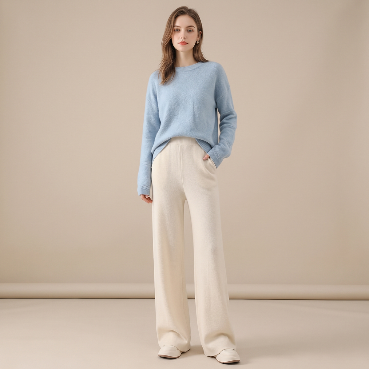 Women's High Waisted Merino Wool Wide Leg Palazzo Pants