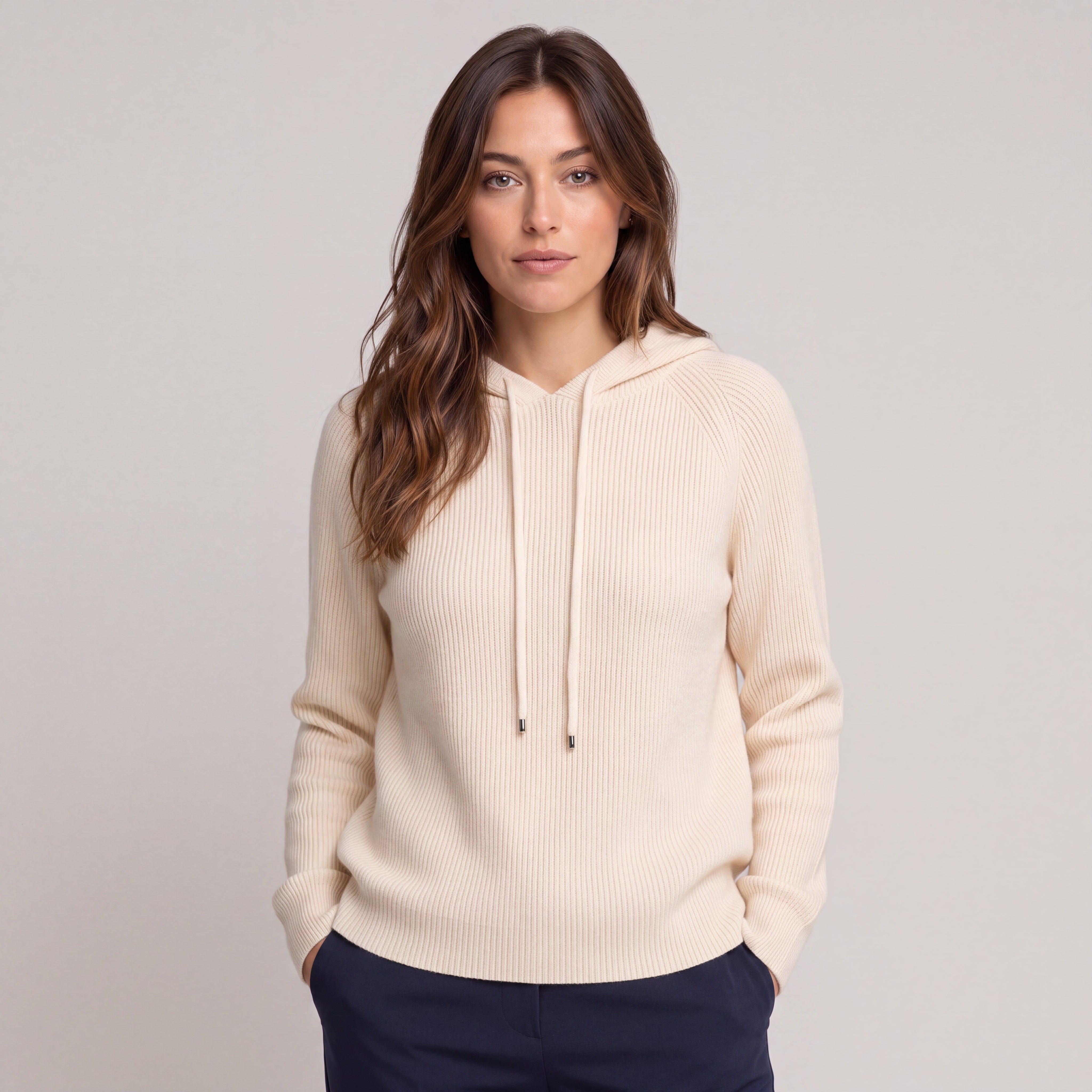 Soft Wool Hooded Sweater with Relaxed Fit Design