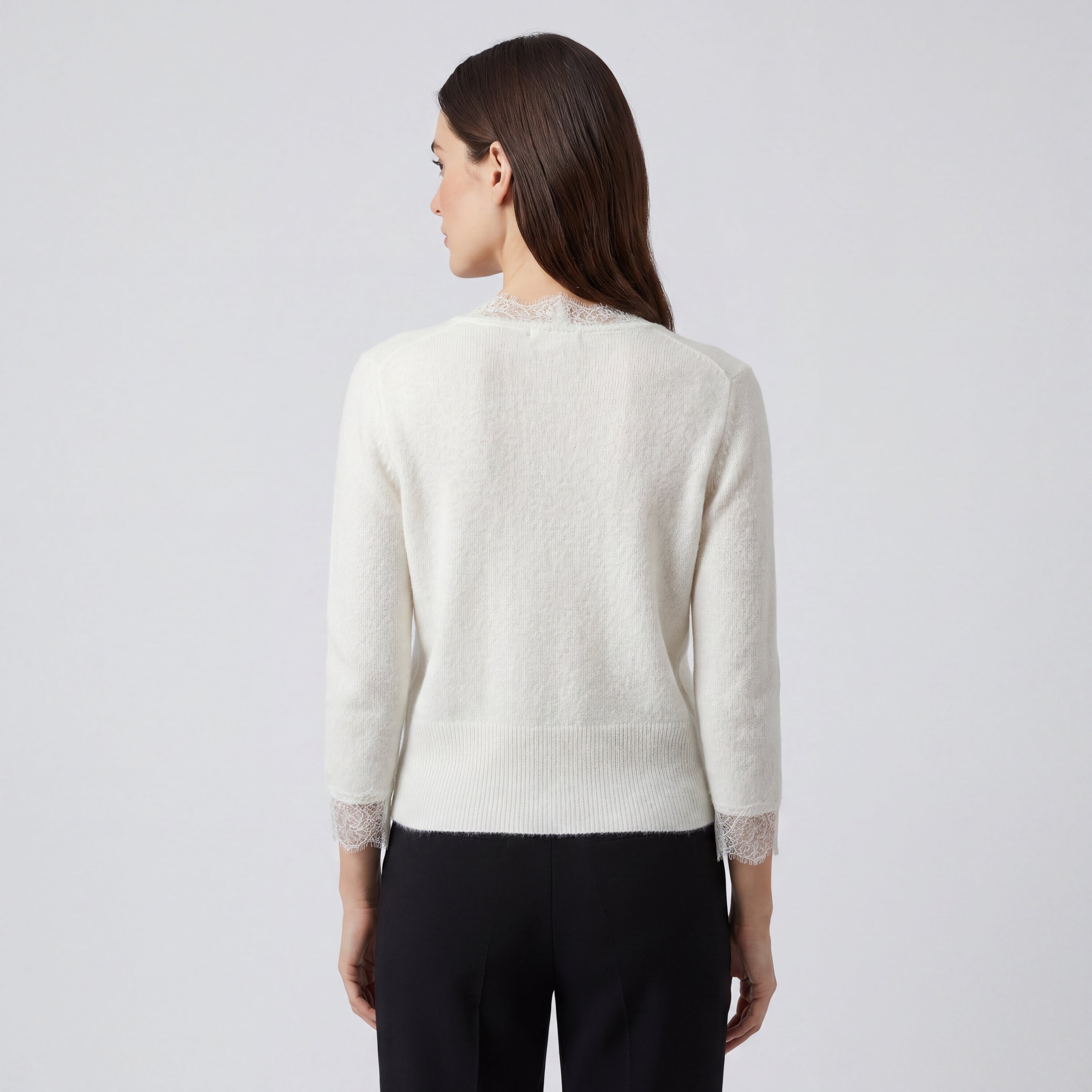Lace Trim Soft Knit Cardigan