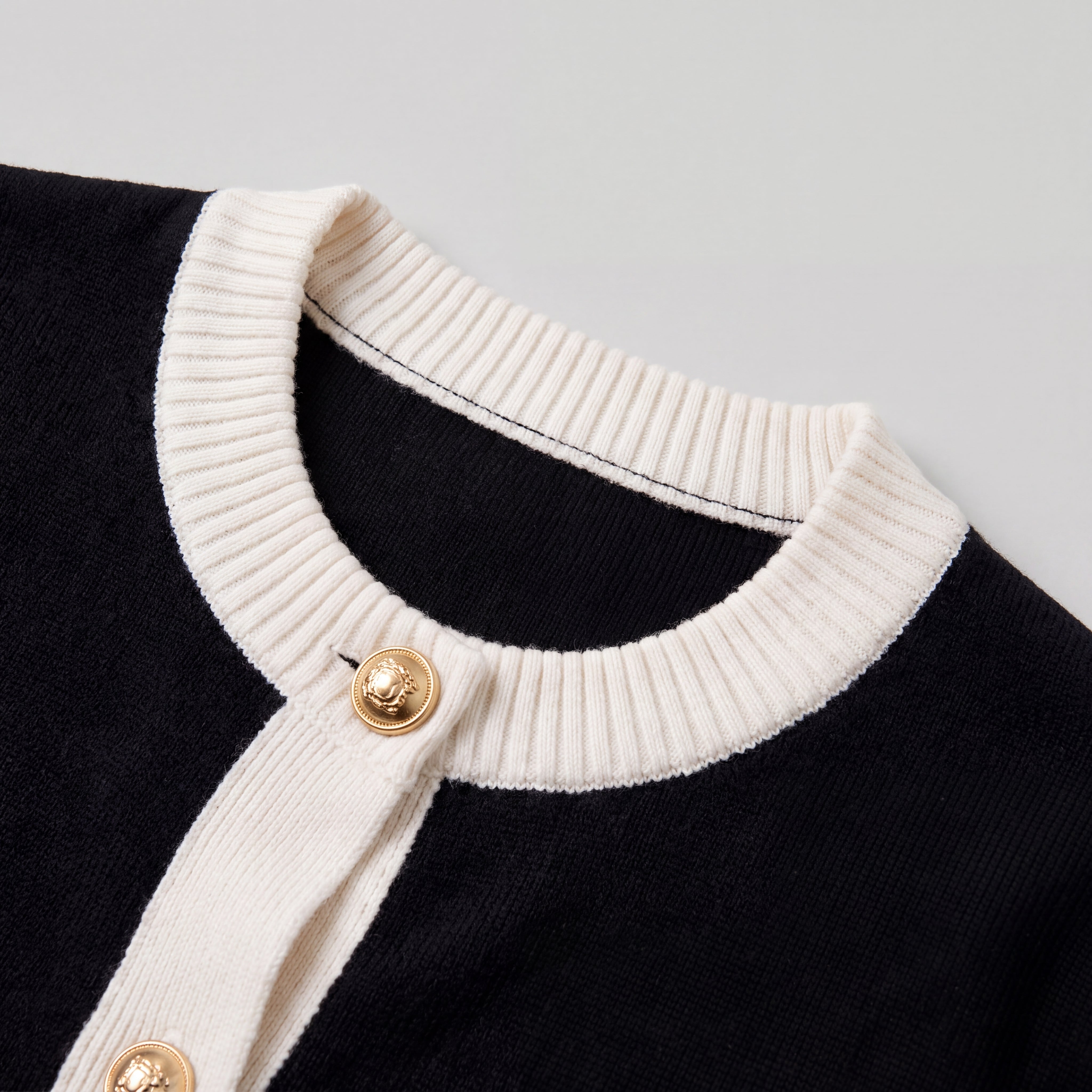 Women's Knitted Cardigan with Gold Buttons