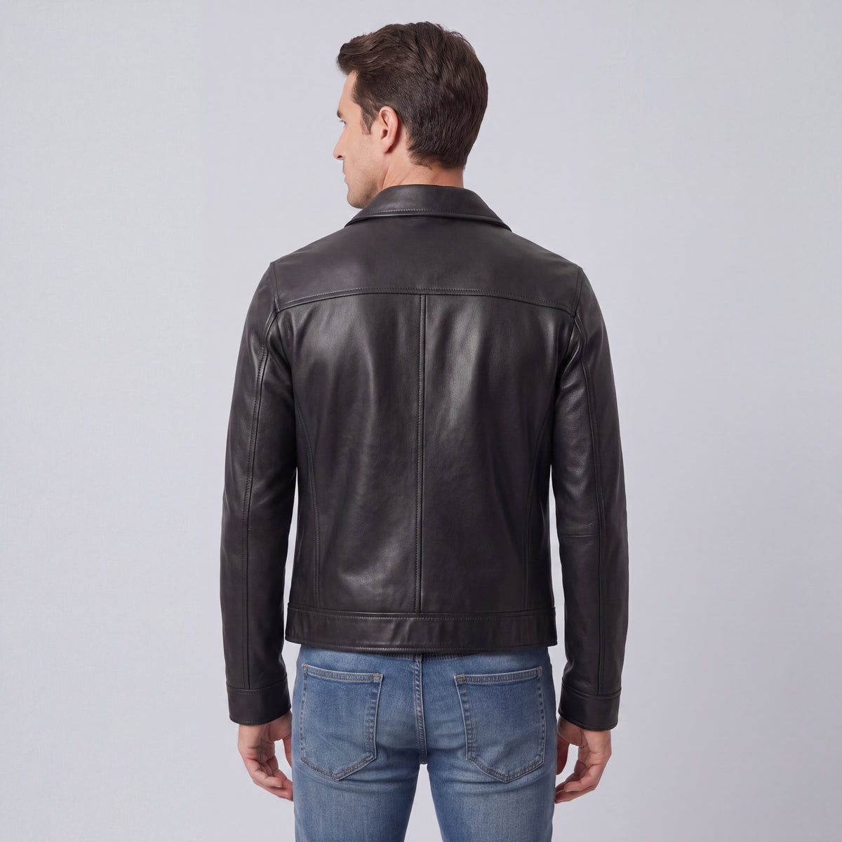 Fall Men's Regular Fit Black Leather Jacket | Moto Biker Jacket